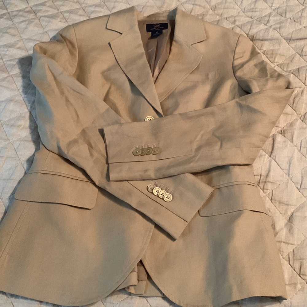 Brooks Brothers 346 Linen blazer, 2P, khaki/tan